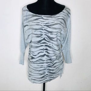 Express Zebra Animal Print Ruched Blouse Large